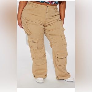 Tan Cargo stretch denim